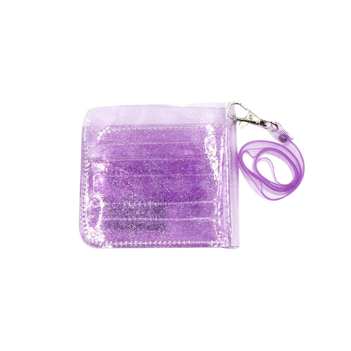 AIBEARTY Women's Glitter Transparent PVC Slim Bifold Wallet - ID Credit Card Holder with Hanging String & Coin Pocket - Stylish Clutch for Girls & Women | Perfect for Parties, Shopping, and Everyday Use