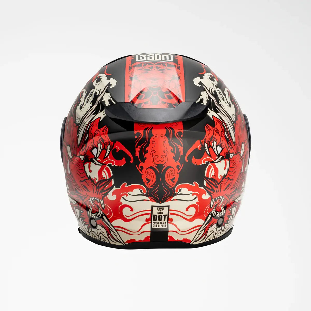Voss 580 Conquest Matte Red Dragon Motorcycle Helmet - Lightweight DOT Certified Full Face Helmet for Street & Racing Bikes - Perfect for Cruising, Track Days & High-Speed Riding