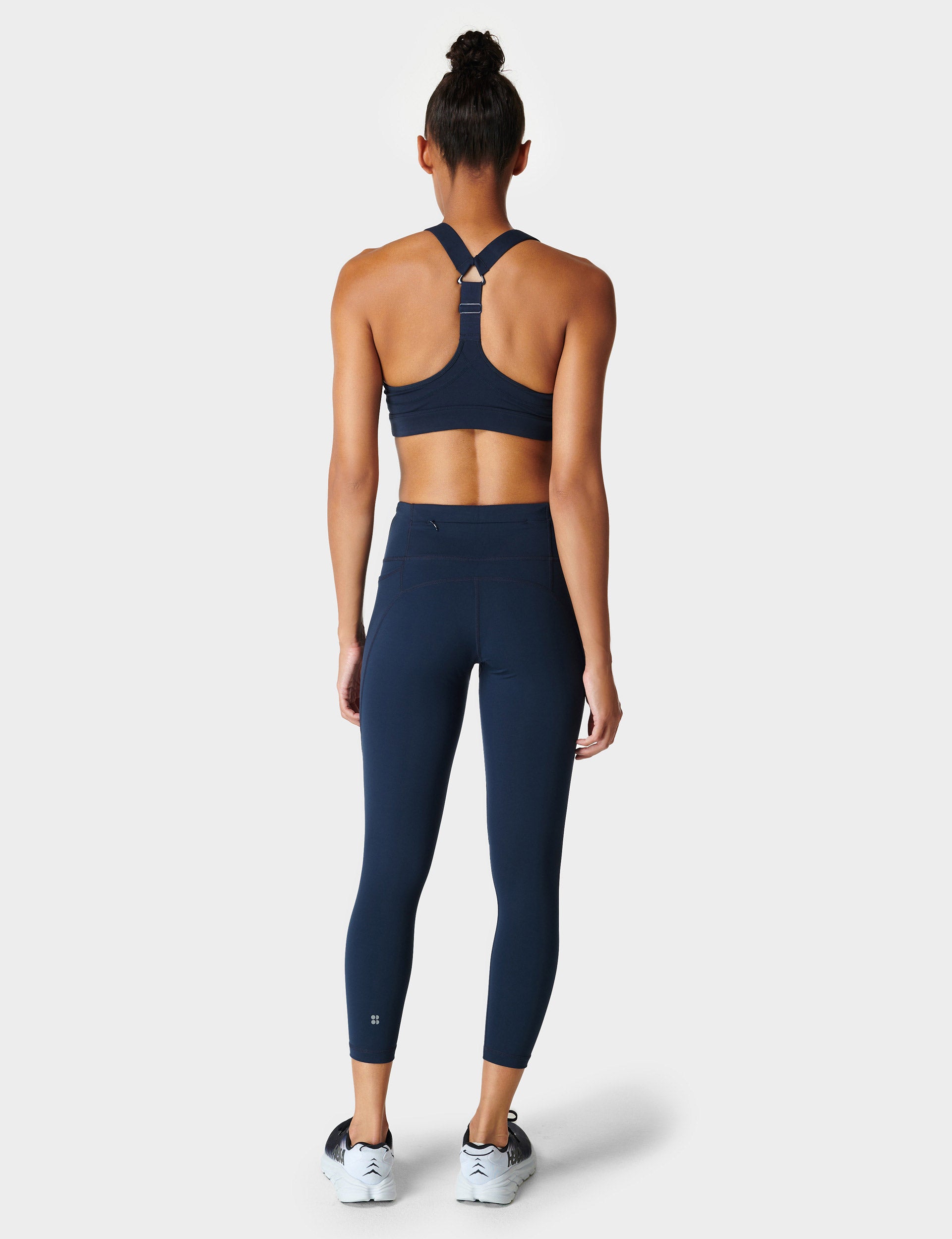 Power 7/8 Gym Leggings for Women - High Waist Yoga Pants with Pockets - Navy Blue Workout Leggings for Running, Training & Lounge Wear
