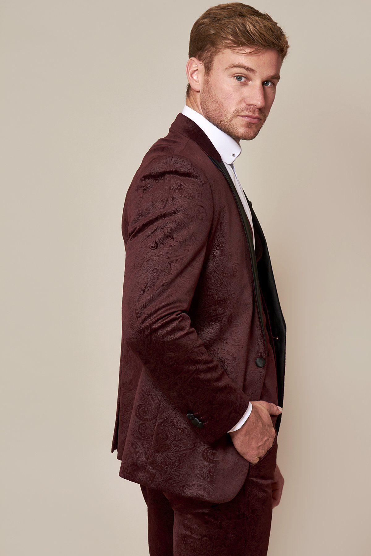 Fred Fenerbahçe Brazil Footballer Simon Wine Velvet Suit - Perfect for Gala Events, Weddings & Formal Occasions