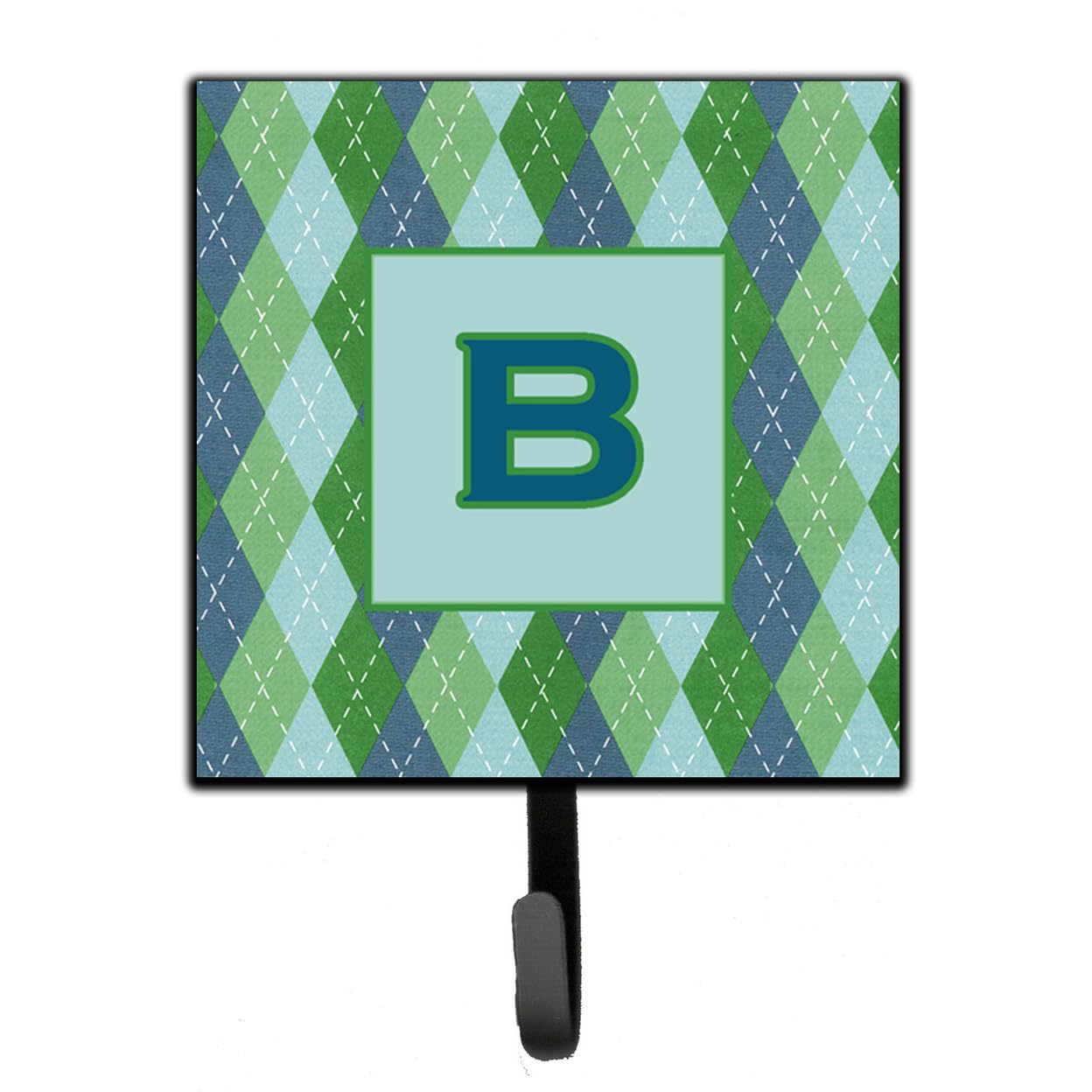 Letter B Initial Monogram Key Hook & Leash Holder - Blue Argoyle Design, Small Multicolor Wall Decor - Perfect for Entryway, Kitchen, or Bedroom Organization