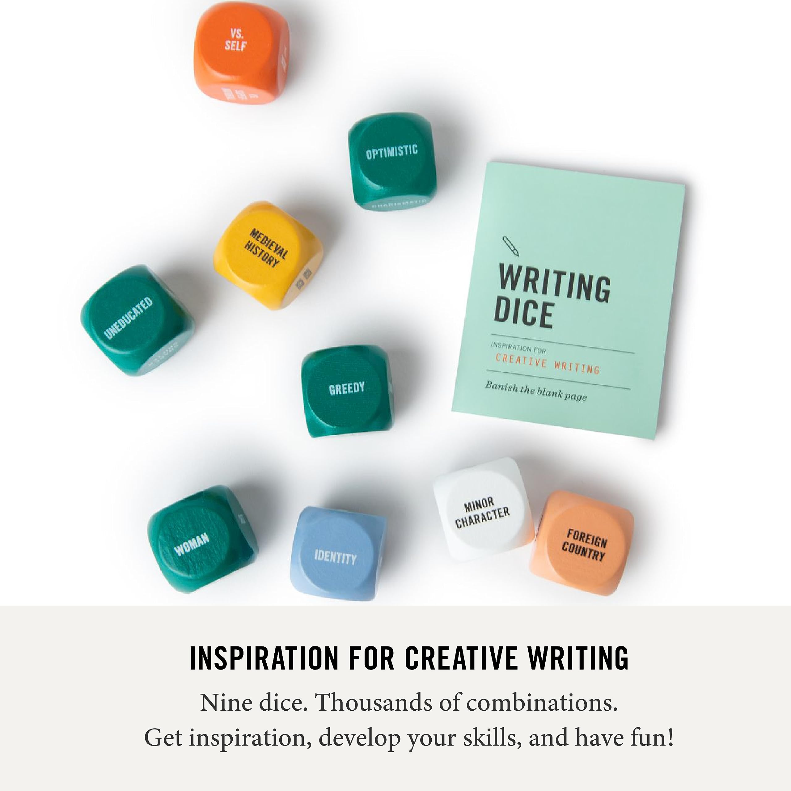 Two Tumbleweeds Writing Dice Set - 9 Storytelling Dice for Creative Writing Inspiration, Perfect Gift for Writers, Teachers & Adults - Fun Writing Game for 1+ Players - Great for Brainstorming, Classroom Activities & Writer's Block Relief