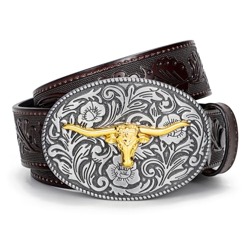 Coffee/ Gold Bull Buckle