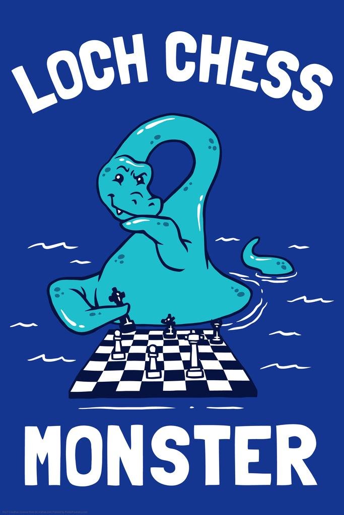 Funny Nessie Chess Monster Laminated Dry Erase Poster - 16x24 Wall Art for Game Rooms, Offices & Home Decor