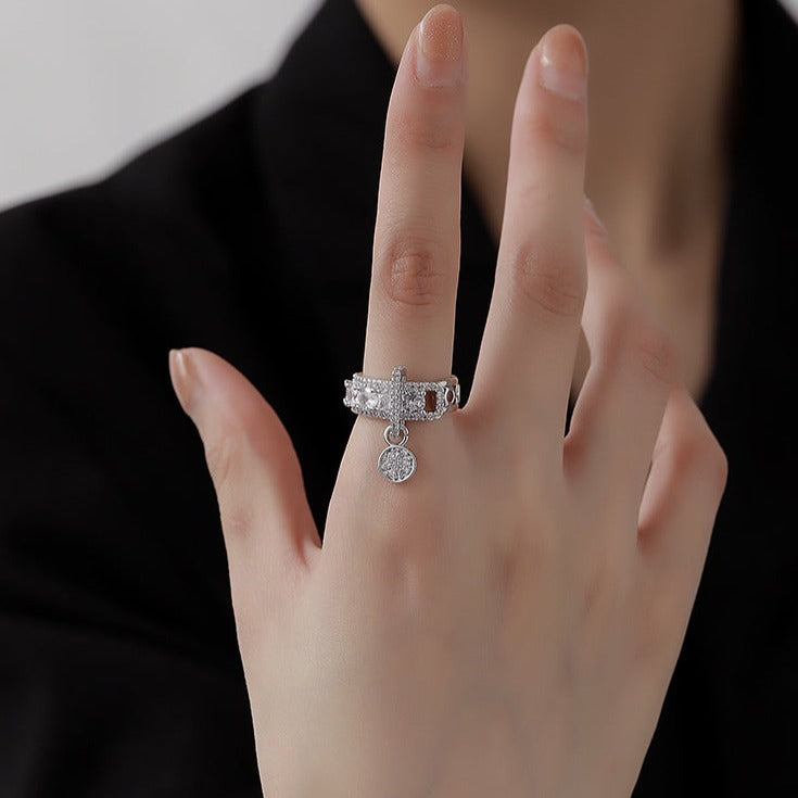 Chunky Dangle Charm Channel Thumb Ring for Women - Fashion Statement Jewelry A8496 | Perfect for Parties, Date Nights & Everyday Wear