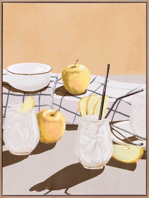 Premium Apple Juice Canvas Art Print - High-Quality Fruit Theme Wall Decor for Kitchen, Dining Room & Cafe - Perfect for Home & Office Decoration