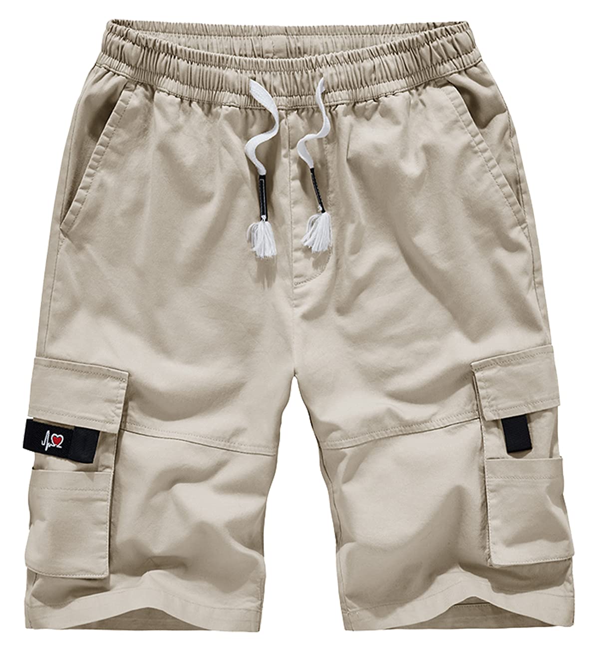XinYangNi Women's High Waist Cargo Shorts with Pockets - Elastic Waistband & Drawstring - Casual Bermuda Shorts for Summer, Hiking, Travel & Outdoor Activities