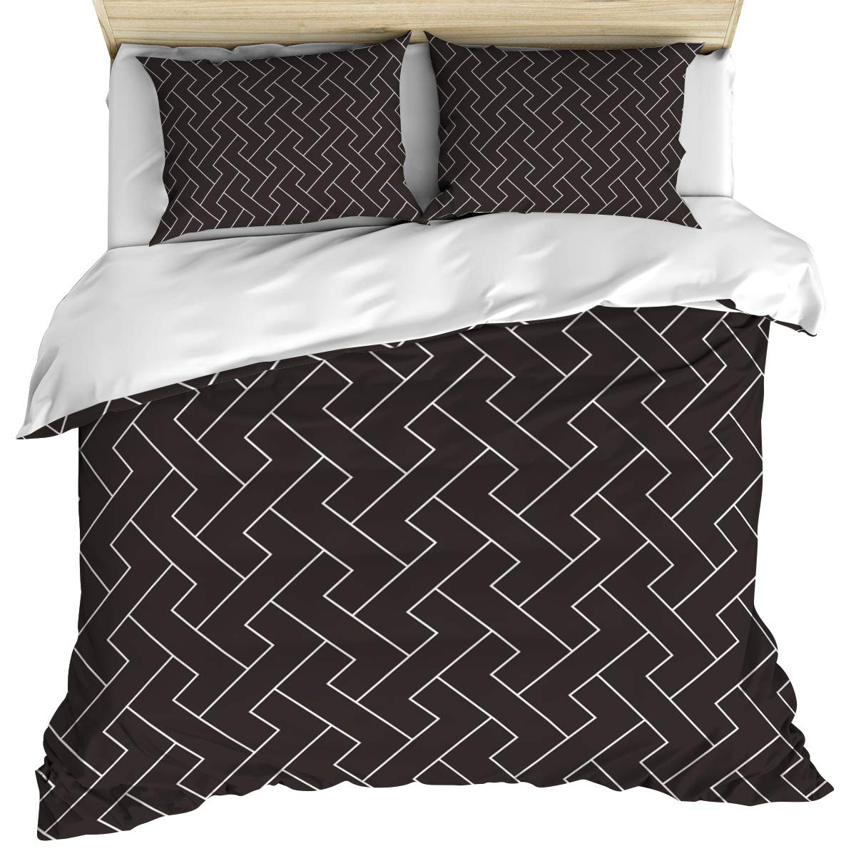 Premium 3-Piece Twin Duvet Cover Set - Reversible Geometric Pattern White & Black Microfiber Bedding for All Seasons | Includes Duvet Cover + 2 Pillowcases | Perfect for Guest Rooms, Dorms & Cozy Bedroom Decor