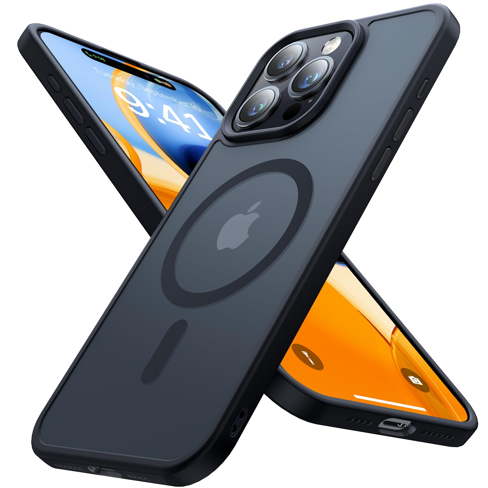 Magnetic iPhone 15 Pro Max Case - Military-Grade Shockproof Protective Cover with Slim Translucent Matte Design | Compatible with MagSafe | Perfect for Everyday Use, Travel & Outdoor Activities (Black)