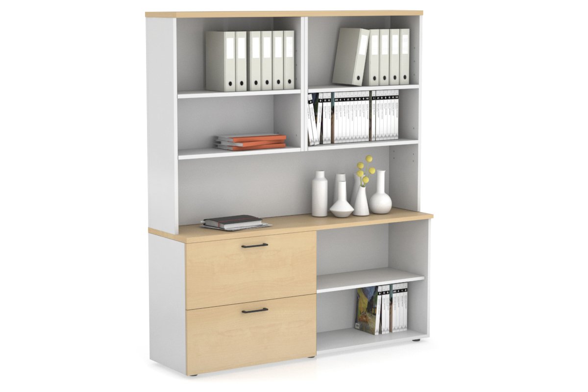 2-Drawer Small Filing Cabinet with Open Storage Hutch - Perfect for Office, Home, or Classroom Organization
