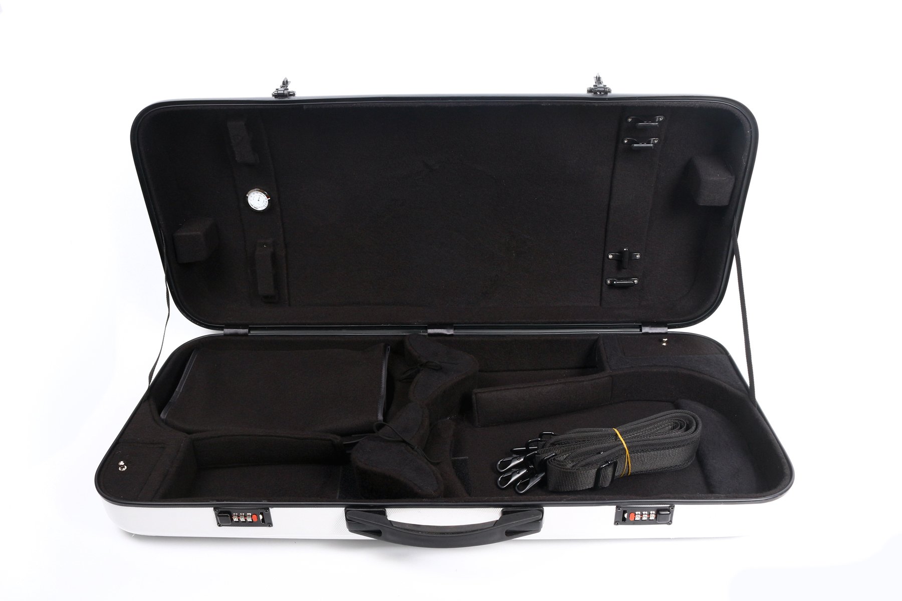 Yinfente Double Violin/Viola Case - Carbon Fiber 4/4 Full Size Black & White (White) - Durable Protection for Musicians | Perfect for Travel & Performances