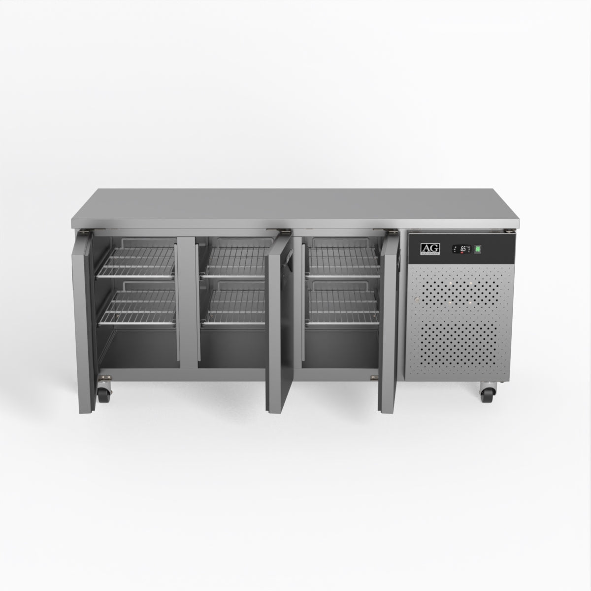 AG 3-Door Commercial Refrigerator - 700mm Depth Under Counter Fridge for Restaurants, Bars & Kitchens | Heavy-Duty Worktop Freezer for Food Storage & Beverage Cooling