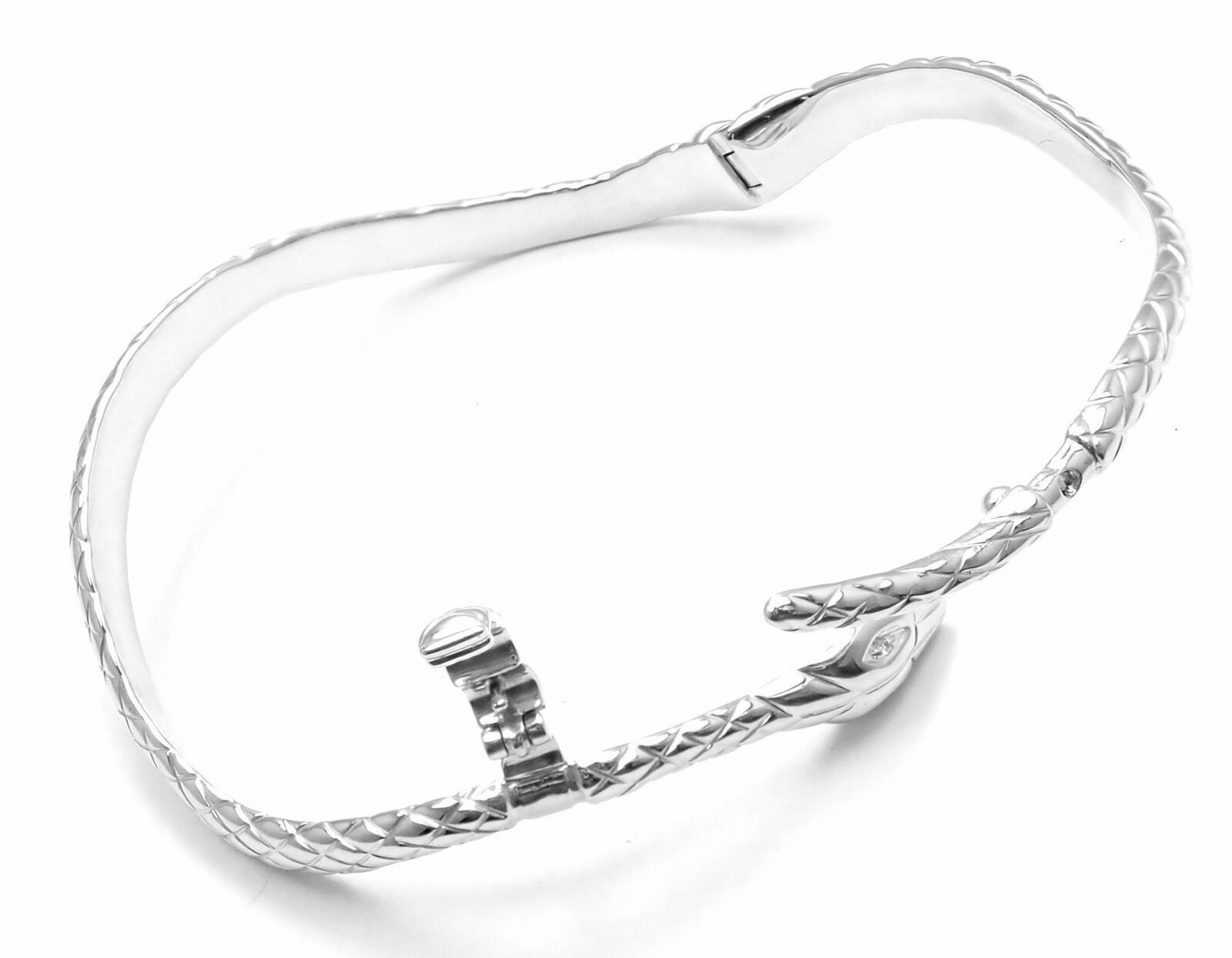 Authentic Tom Ford 18k White Gold Diamond Snake Bangle Bracelet - Luxury Jewelry for Women, Perfect for Parties, Weddings & Special Occasions