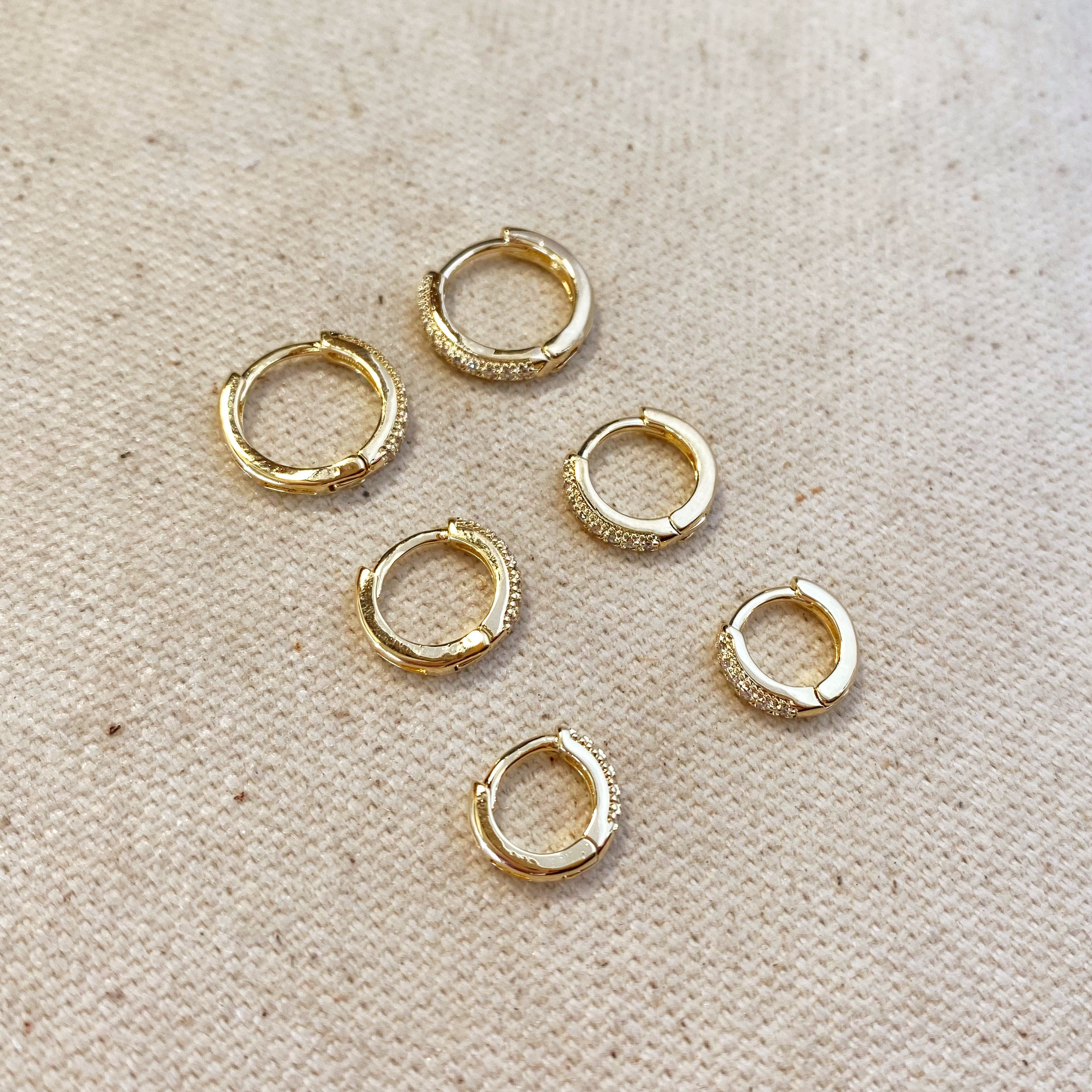 18K Gold Filled Clear Cubic Zirconia Hoop Earrings Set of 3 - Perfect for Everyday Wear, Parties & Gift Giving