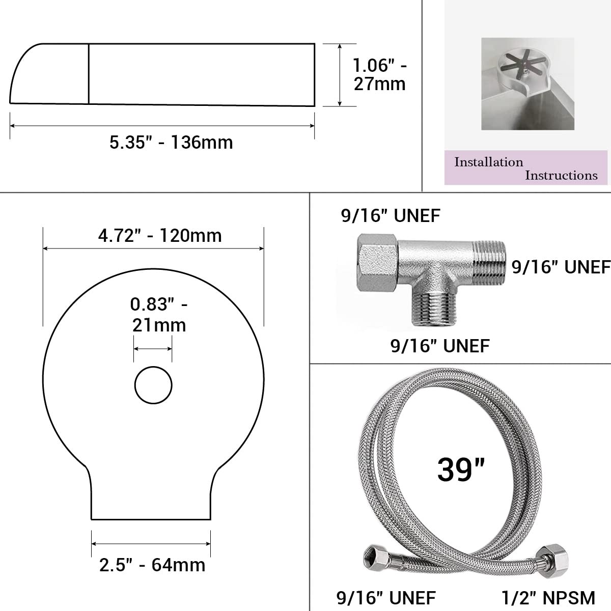 TRUSTMI Stainless Steel Matte Black Kitchen Sink Glass Rinser with Add-A-Tee Valve & Water Supply Line - Bar Glass Cleaner for Home & Commercial Use - Perfect for Restaurants, Bars, and Kitchen Sinks