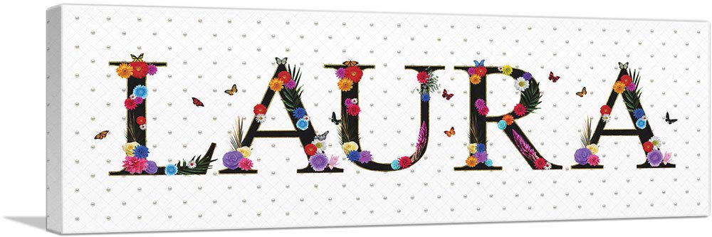 ARTCANVAS LAURA Girls Name Wall Art - Stretched Canvas Print, Framed Painting, Giclee Poster for Nursery & Bedroom Decor - 36