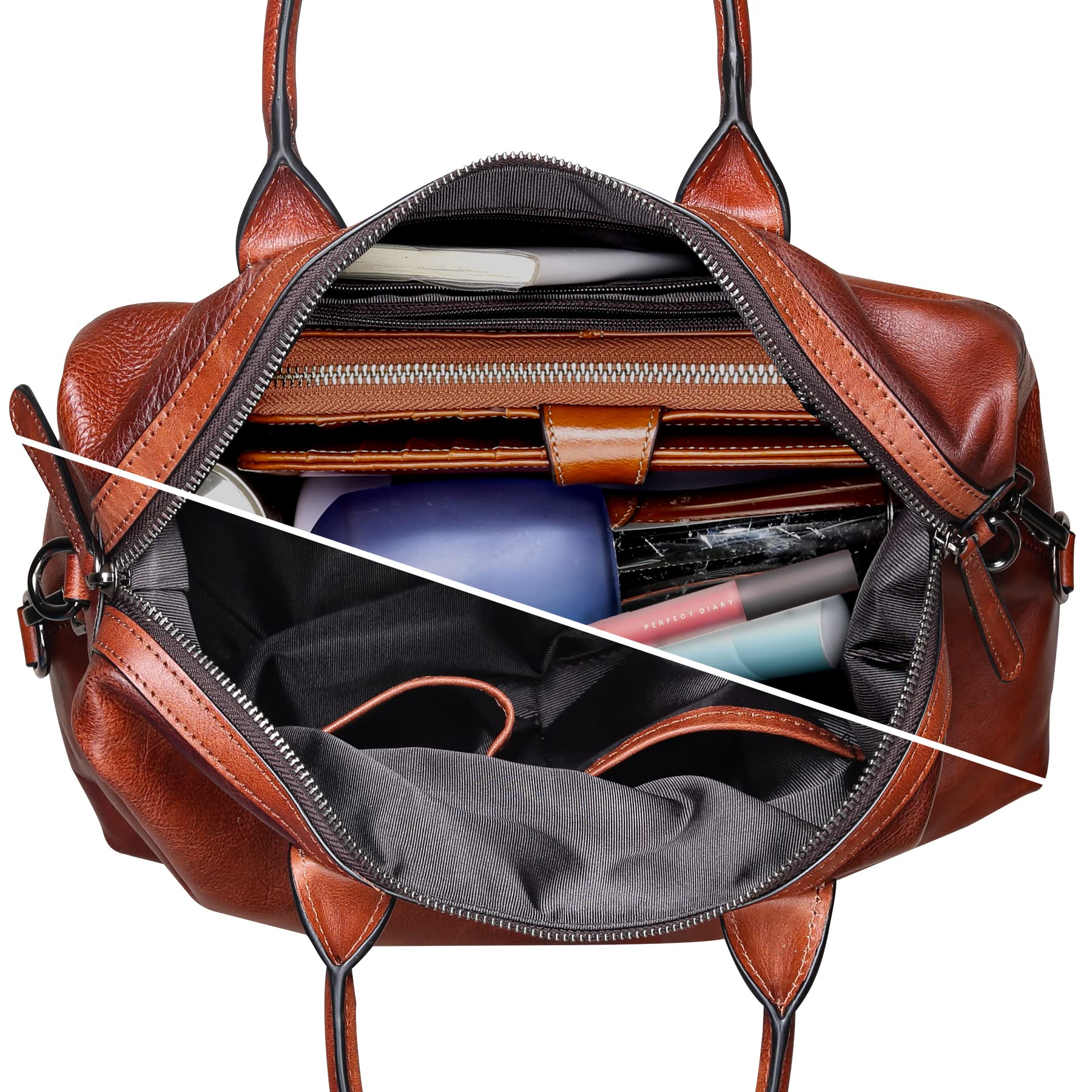 Premium Genuine Leather Satchel Tote Bag for Women - Large Capacity Designer Shoulder Bag with Top Handle & Crossbody Strap | Perfect for Work, Travel & Everyday Use