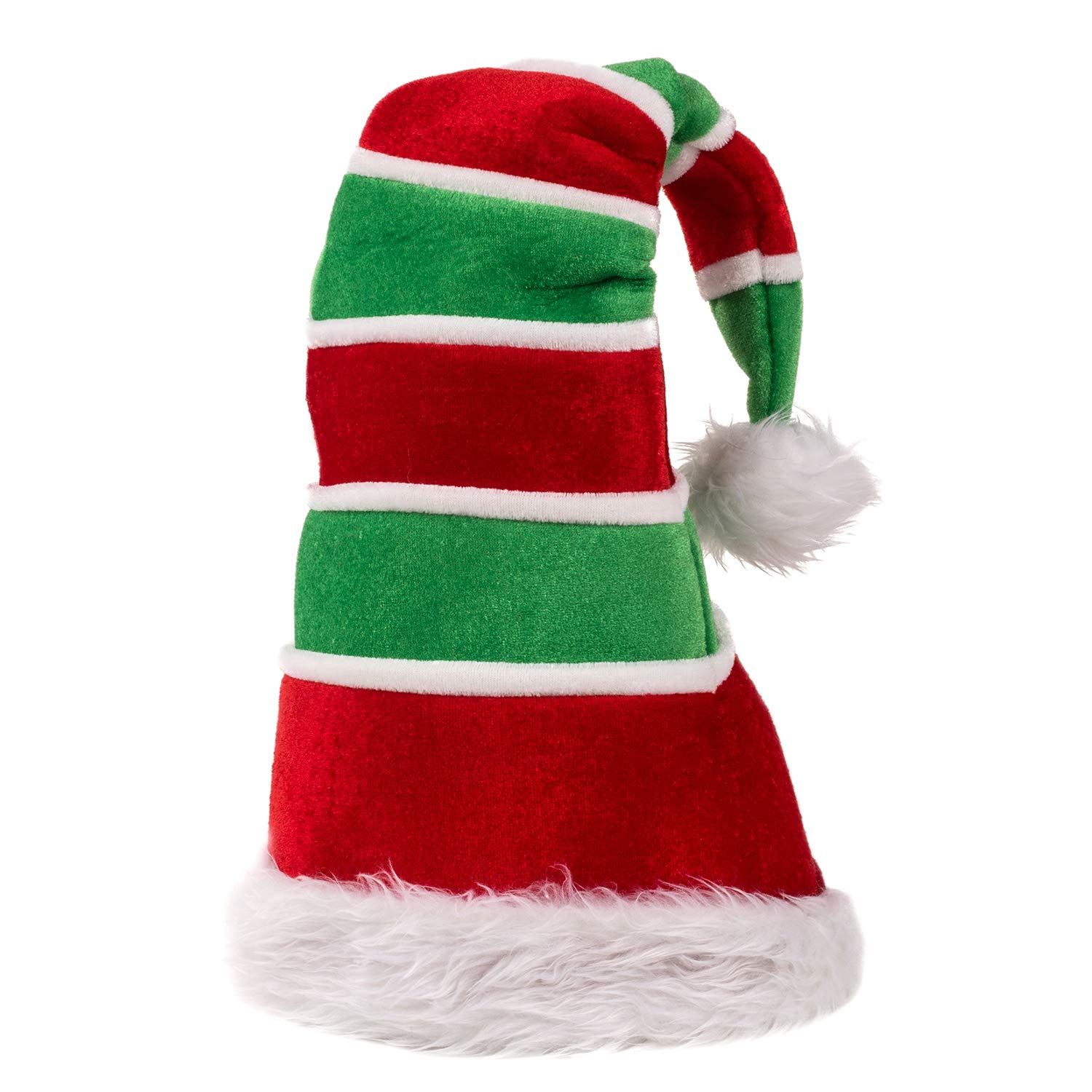 Tigerdoe Striped Santa Hat & Elf Hat Set - 2 Pack Christmas Costume Hats for Holiday Parties, Xmas Photos & Festive Celebrations
