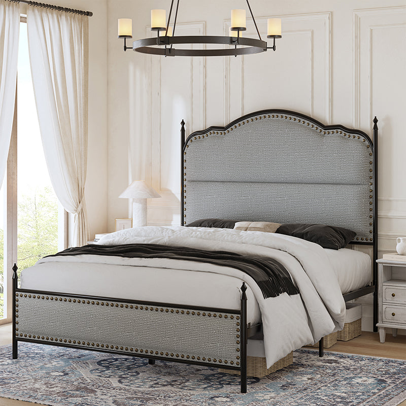 Ernesto 61 Industrial King & Queen Size Platform Bed Frame - Modern Metal & Wood Design for Bedroom, Guest Room, Loft or Studio Apartment
