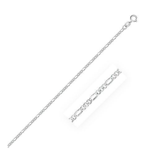 14K White Gold Solid Figaro Chain Necklace - 1.9mm Width, 24 Inch Length - Perfect for Layering, Gift Giving & Everyday Wear