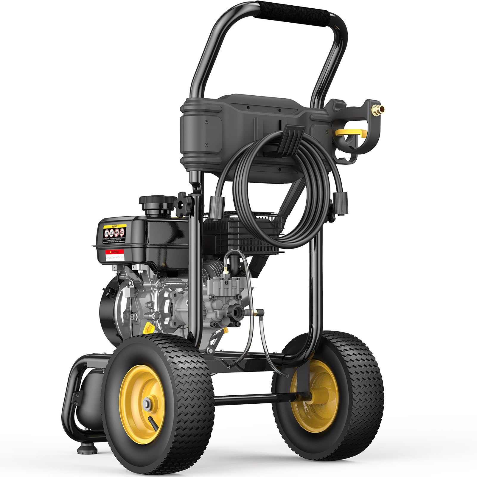 BLUBERY 3500 PSI Gas Pressure Washer - 2.6 GPM Heavy Duty High Power Pressure Washer with 30Ft Hose & Soap Tank, 5 Nozzles (Black) - Ideal for Driveway Cleaning, House Washing, Deck & Patio Maintenance