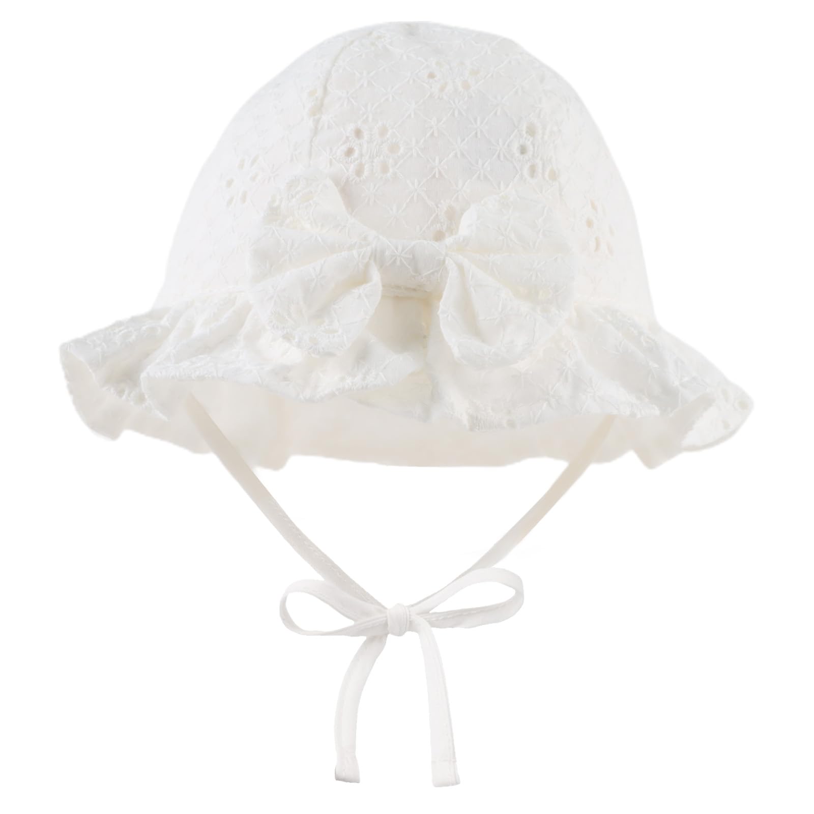 Cotton Baby Sun Hat for Girls 0-2 Years - Soft Summer Infant Bucket Hat with Bowknot - Perfect for Beach, Park & Outdoor Activities
