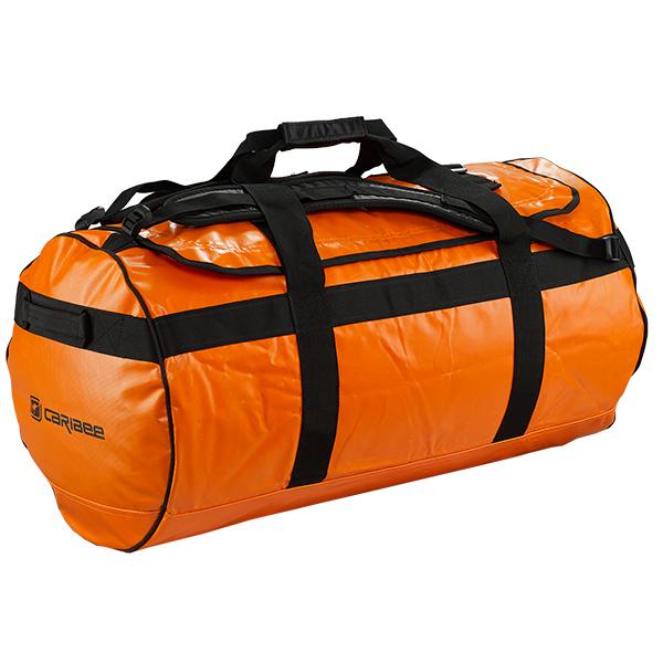 Caribee Kokoda 90L Waterproof Duffle Bag - Large Travel Duffel for Camping, Hiking & Outdoor Adventures - Orange