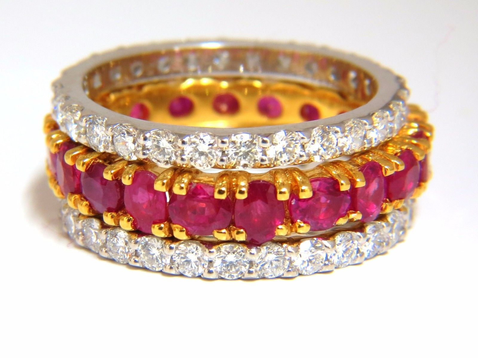 14Kt Natural Vivid Red Ruby Stackable Eternity Ring - 7.42ct Diamond Accents | Perfect for Wedding Bands, Anniversary Gifts & Stacking Jewelry Collections