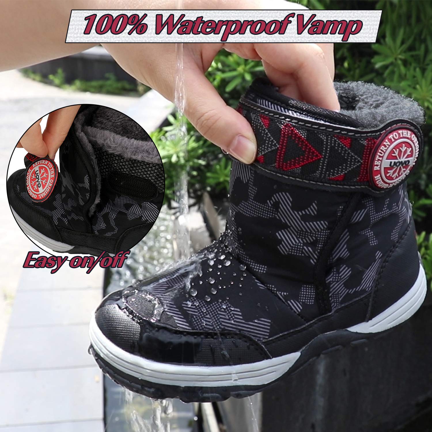 **Waterproof Winter Snow Boots for Boys - Warm Fur Lined Slip-Resistant Kids Snow Boots for Toddlers & Little Boys - Perfect for Outdoor Play & Cold Weather Adventures**