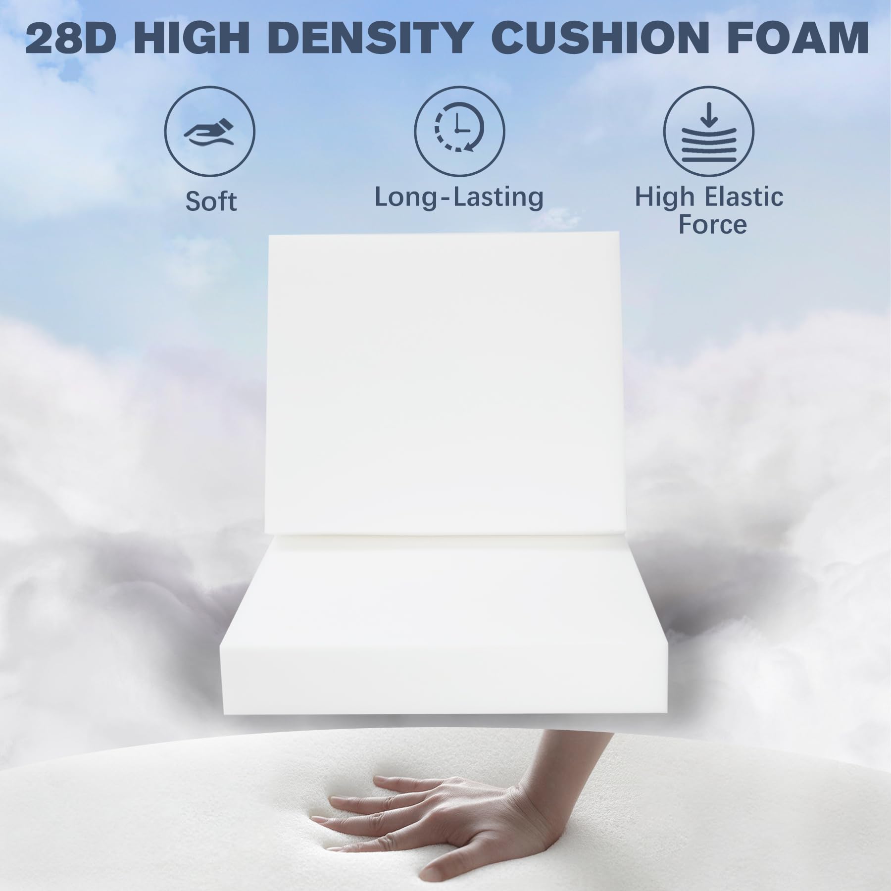 Favoyard 22x22 Inch Outdoor Deep Seat Cushion Set - Waterproof & Fade Resistant Patio Furniture Cushions with Removable Covers for Chair, Sofa, Couch - Perfect for Backyard, Deck, Poolside & Garden (Dark Grey)