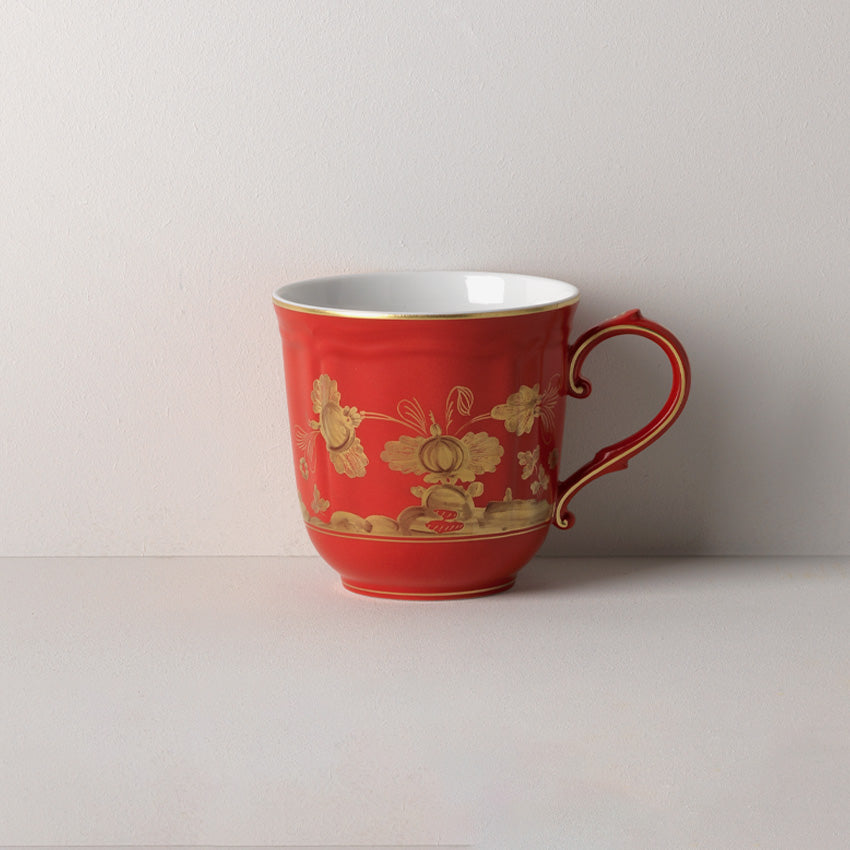 Ginori 1735 Oriente Italiano Gold Rimmed Coffee Mug - Elegant Italian Porcelain Tea Cup for Home & Office Use, Perfect Gift for Coffee Lovers