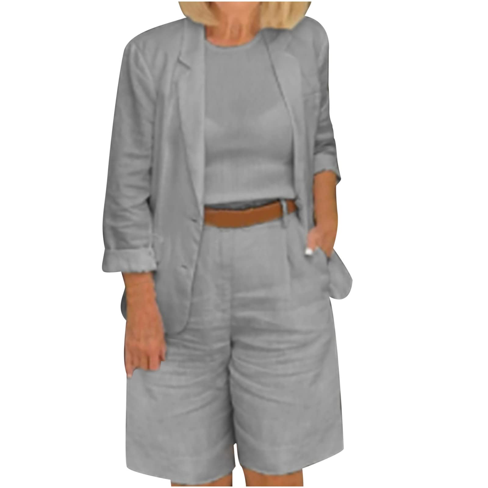 2-Piece Linen Pajama Set for Women - Soft Cotton Linen Button-Down Lounge Outfit - Plus Size Sleepwear & Loungewear - Perfect for Relaxing at Home or Summer Nights