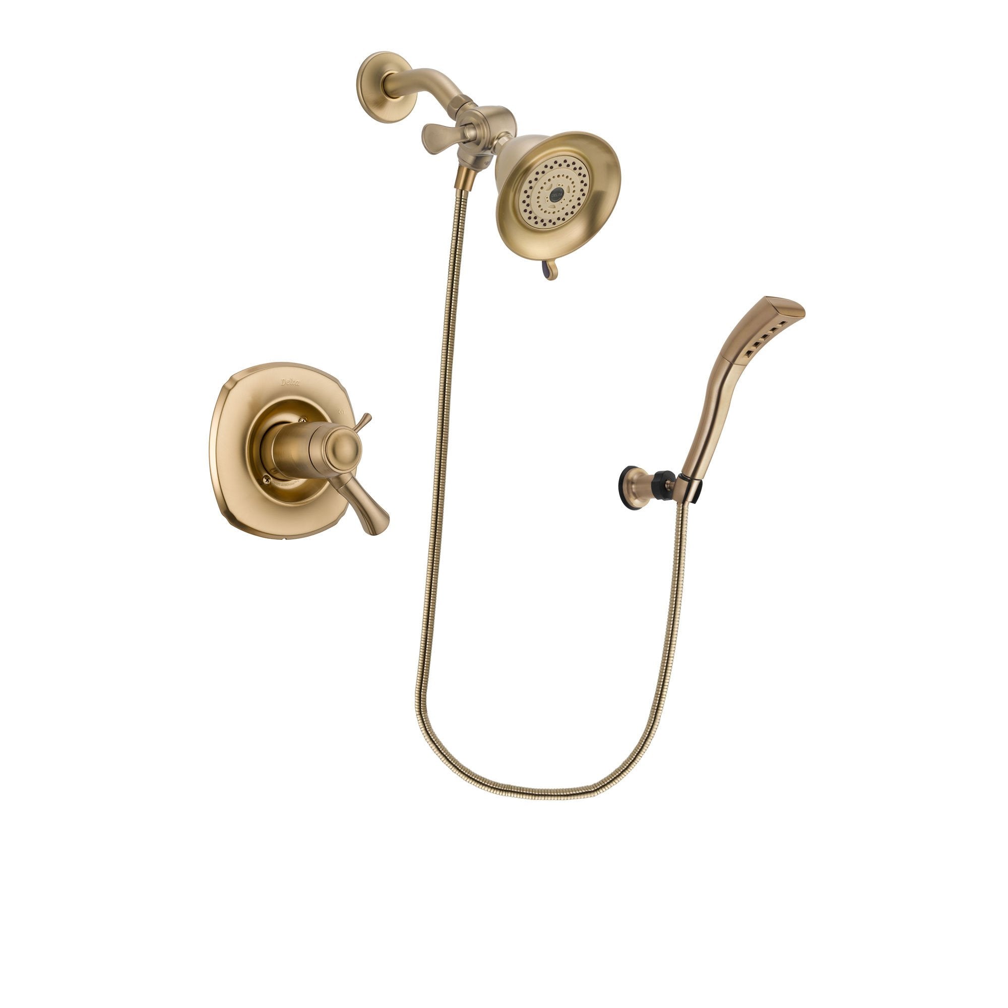 Delta Addison Champagne Bronze Thermostatic Shower System with Water-Efficient Shower Head & Handheld Spray - Modern Wall Mount Faucet Package (DSP3634V) for Bathroom Renovation & Luxury Spa Experience