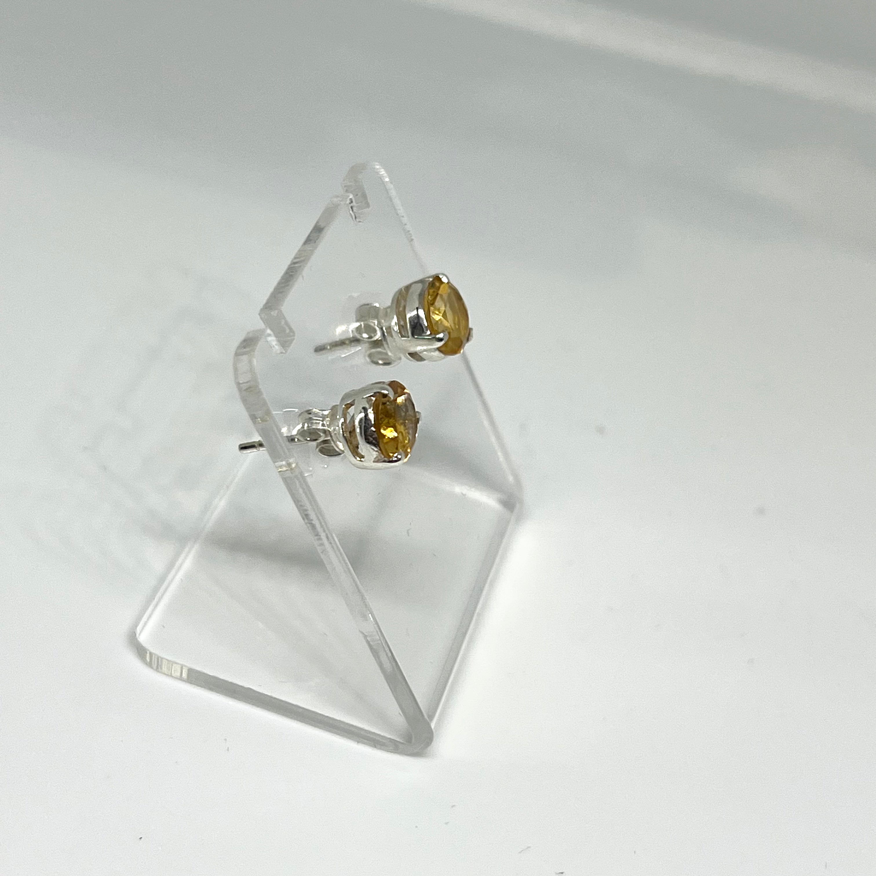 7mm Round Faceted Gemstone Stud Earrings - 3 Prong Set for Women (PSE006) | Perfect for Everyday Wear, Parties & Gifts