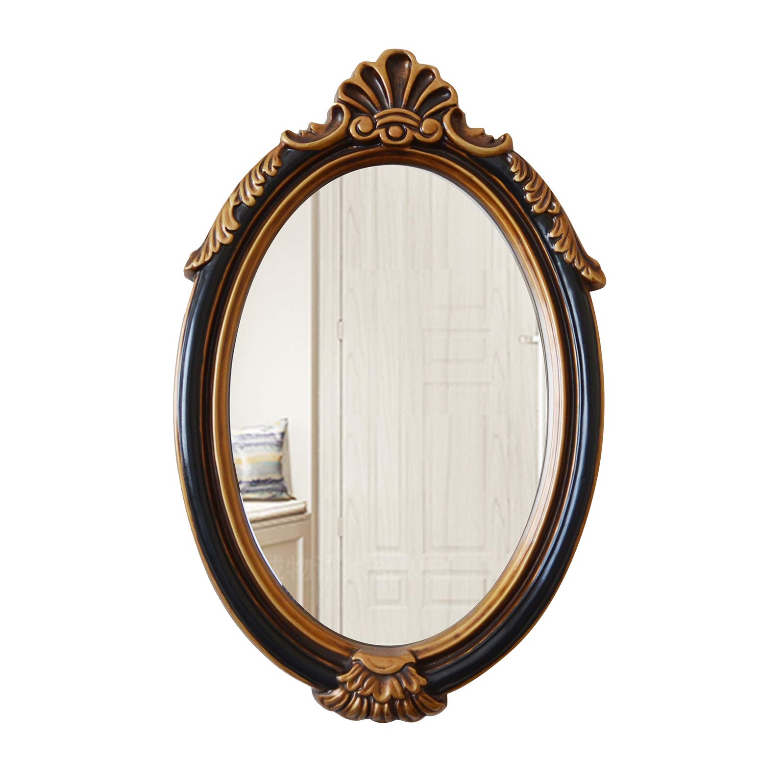 Vintage Oval Bathroom Mirror - Large Wall Mirror with Resin Frame for Bedroom Vanity, Makeup, Hotel & Living Room Decor - 3 Color Options | Perfect for Home, Office & Spa Decorating