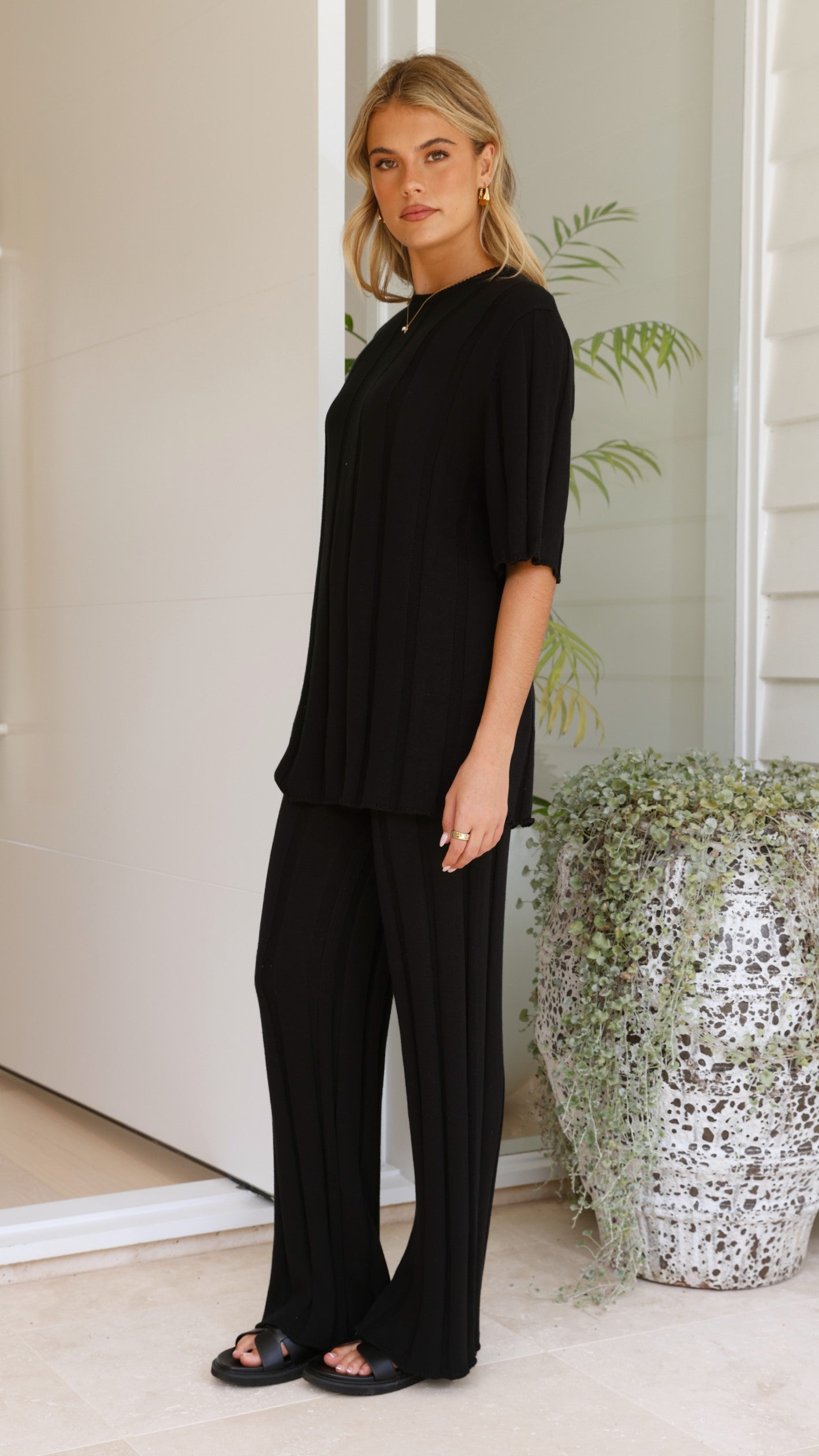 Bayu Knit Top for Women - Soft Comfortable Stretch Black Knit Shirt | Casual Wear, Layering, Office Outfits