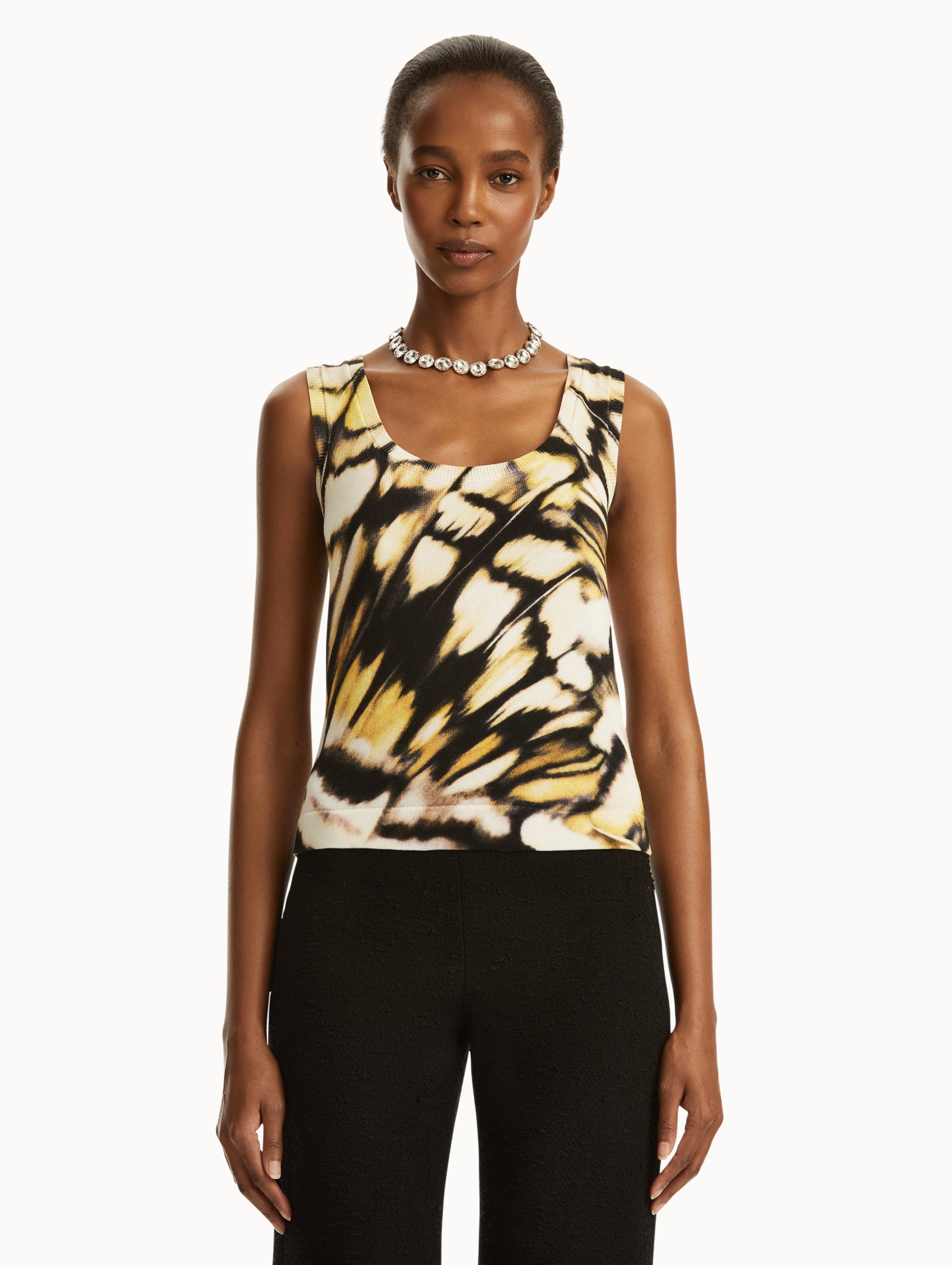 Abstract Butterfly Printed Tank Top - Women's Fashion Sleeveless Blouse for Summer, Beach & Casual Outfits