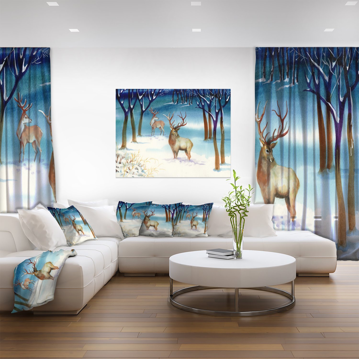 Stunning Winter Forest with Deer Landscape Canvas Wall Art Print - Perfect for Living Room, Bedroom & Office Decor