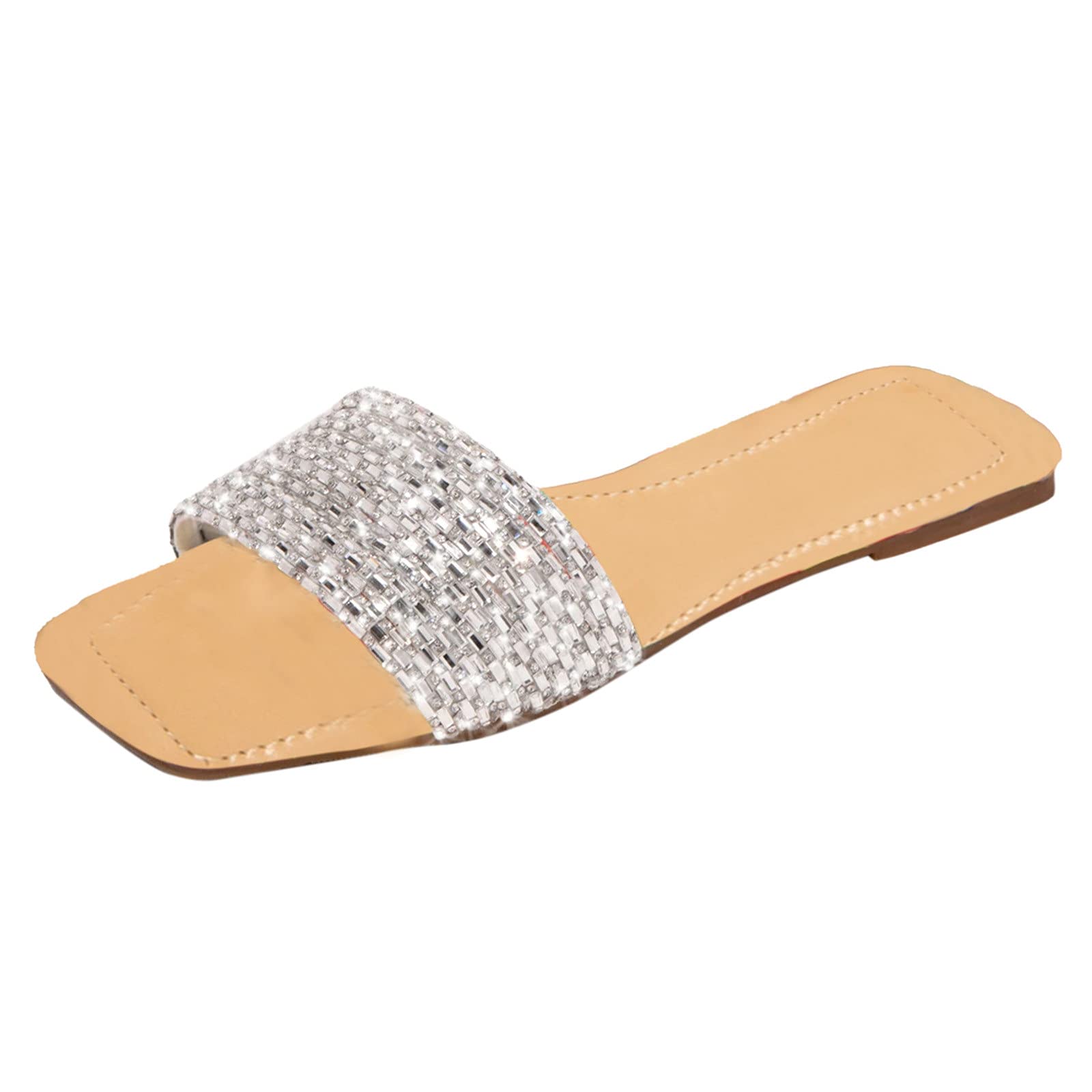 Women's Casual Summer Sandals - Retro Fashion Flat Slippers with Crystal Details for Beach, Travel & Dressy Occasions | Comfortable Ladies Sandals for Walking, Vacation & Everyday Wear