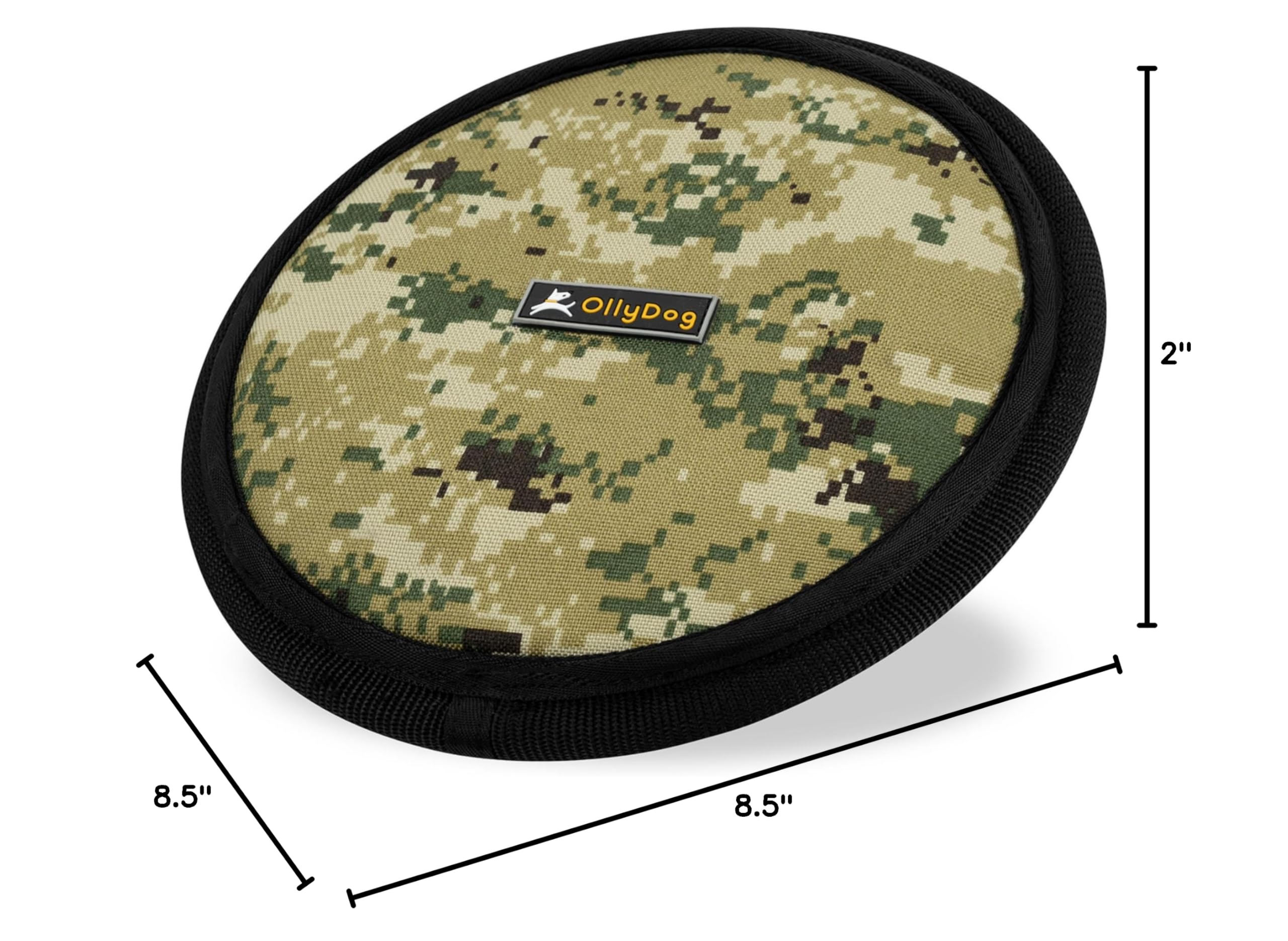 OllyDog Flyer Disc - Soft & Durable Eco-Friendly Dog Frisbee for Outdoor Play | Gentle on Teeth, Floats in Water | Perfect for Beach, Park & Backyard Fetch Games | Recycled Material Woodland Camo Design