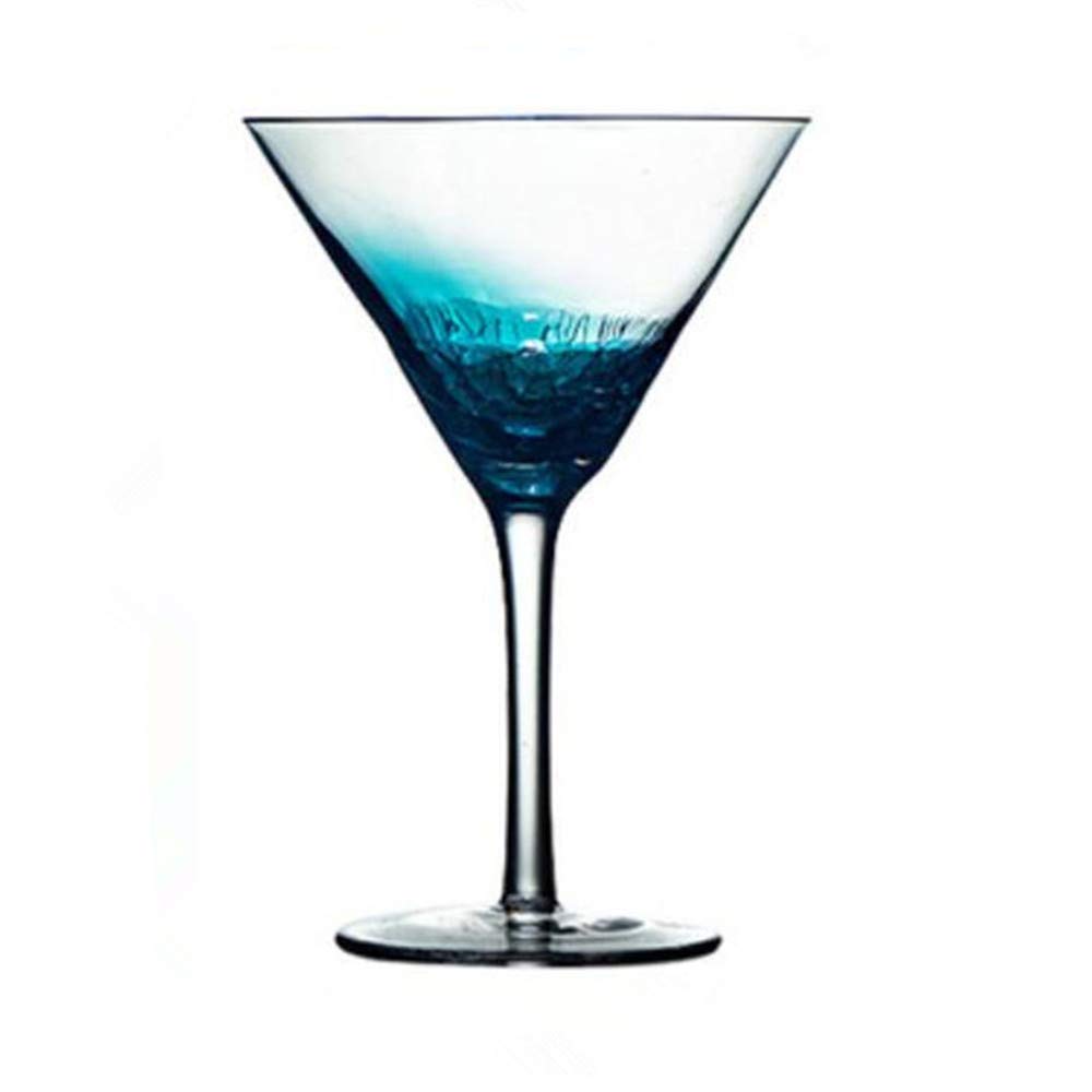 Premium Gradient Blue Crystal Wine Glasses Set - 100% Lead-Free, Ice Cracked Design for Red Wine, Cocktails & Champagne - Elegant Barware for Weddings, Parties & Home Entertaining