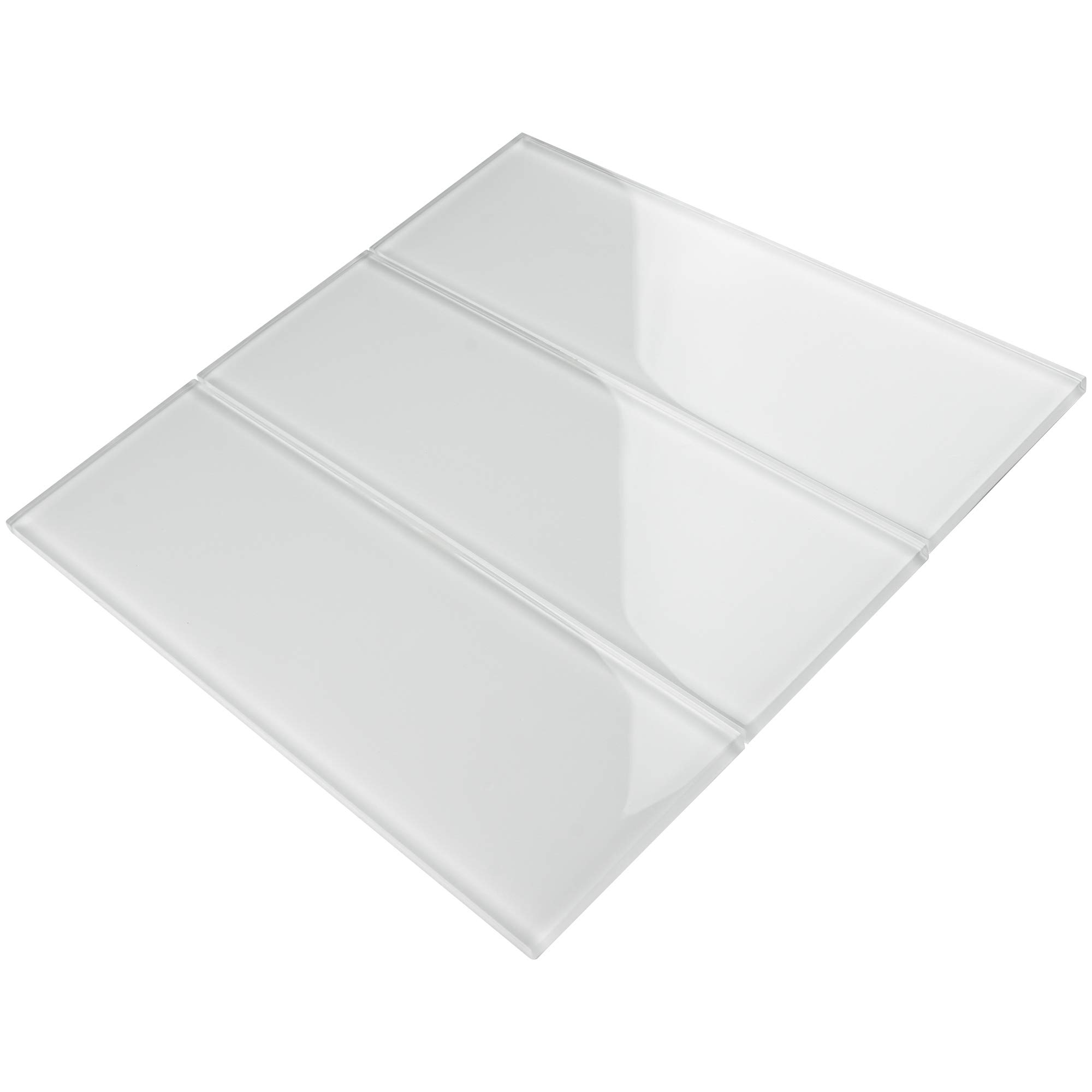 4x12 White Glass Subway Tile - Premium Kitchen Backsplash & Bathroom Wall Tile (10 sq ft) - Perfect for Modern Home Renovation, Shower Surrounds, and Stylish Accent Walls