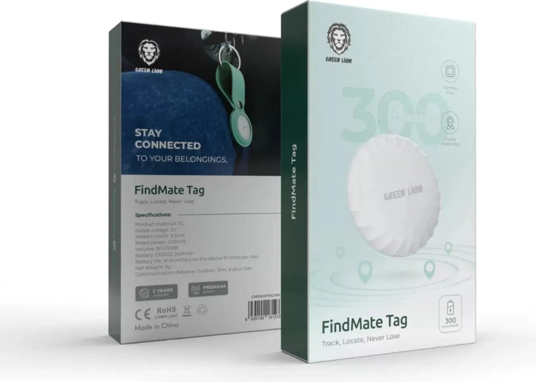 Green Lion FindMate Tag - Waterproof Bluetooth Tracker for Keys, Wallets & Pets | Anti-Loss Device with Loud Alarm & Long Battery Life | Perfect for Travel, Hiking & Daily Use