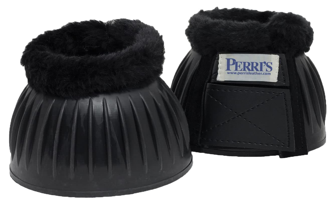 Perri's Double Velcro Fleece Horse Bell Boots - Soft & Secure Leg Protection for Riding, Training, and Show Jumping
