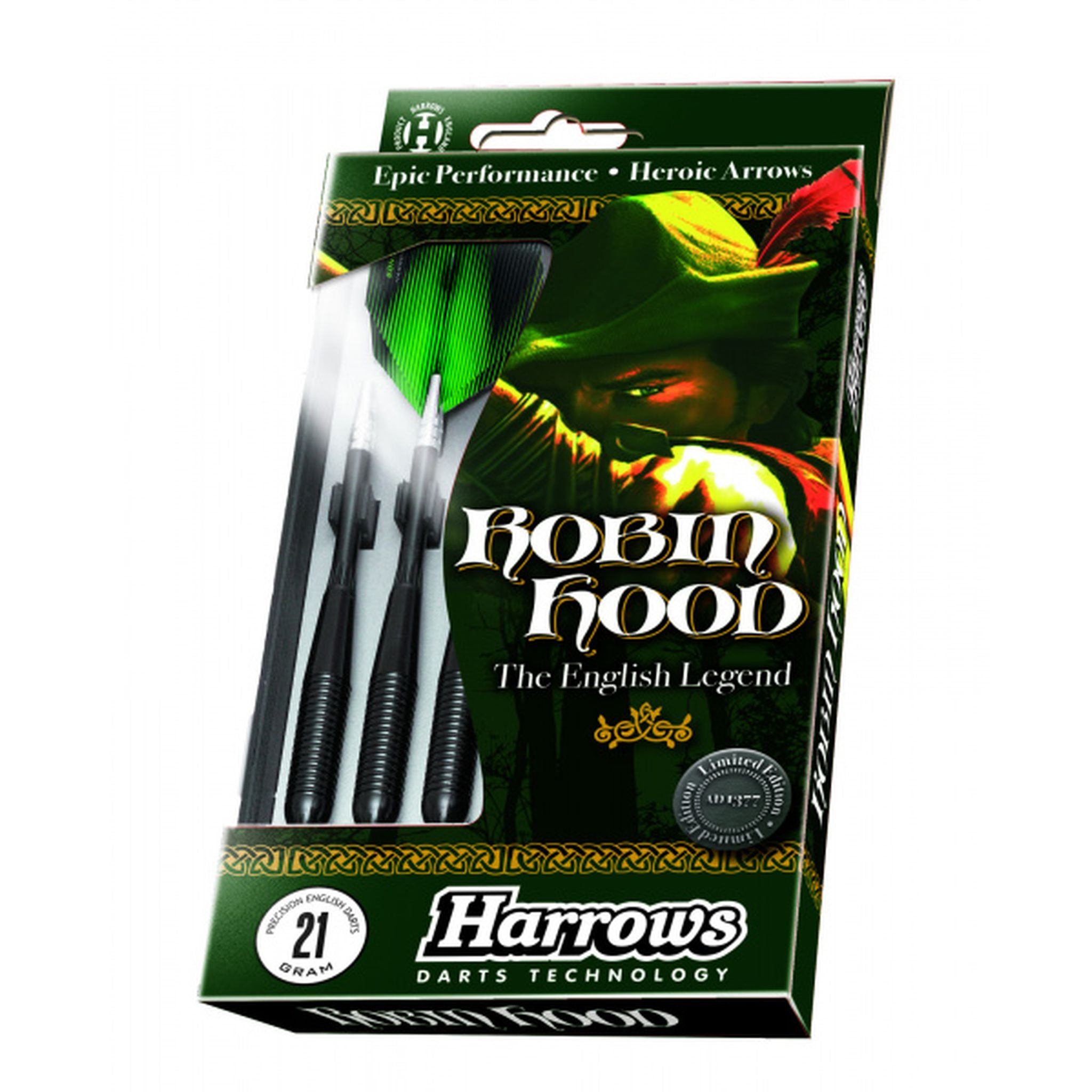 Harrows Robin Hood Brass 21G Darts - Professional Steel Tip Darts for Precision Play | Perfect for Bars, Tournaments & Home Practice
