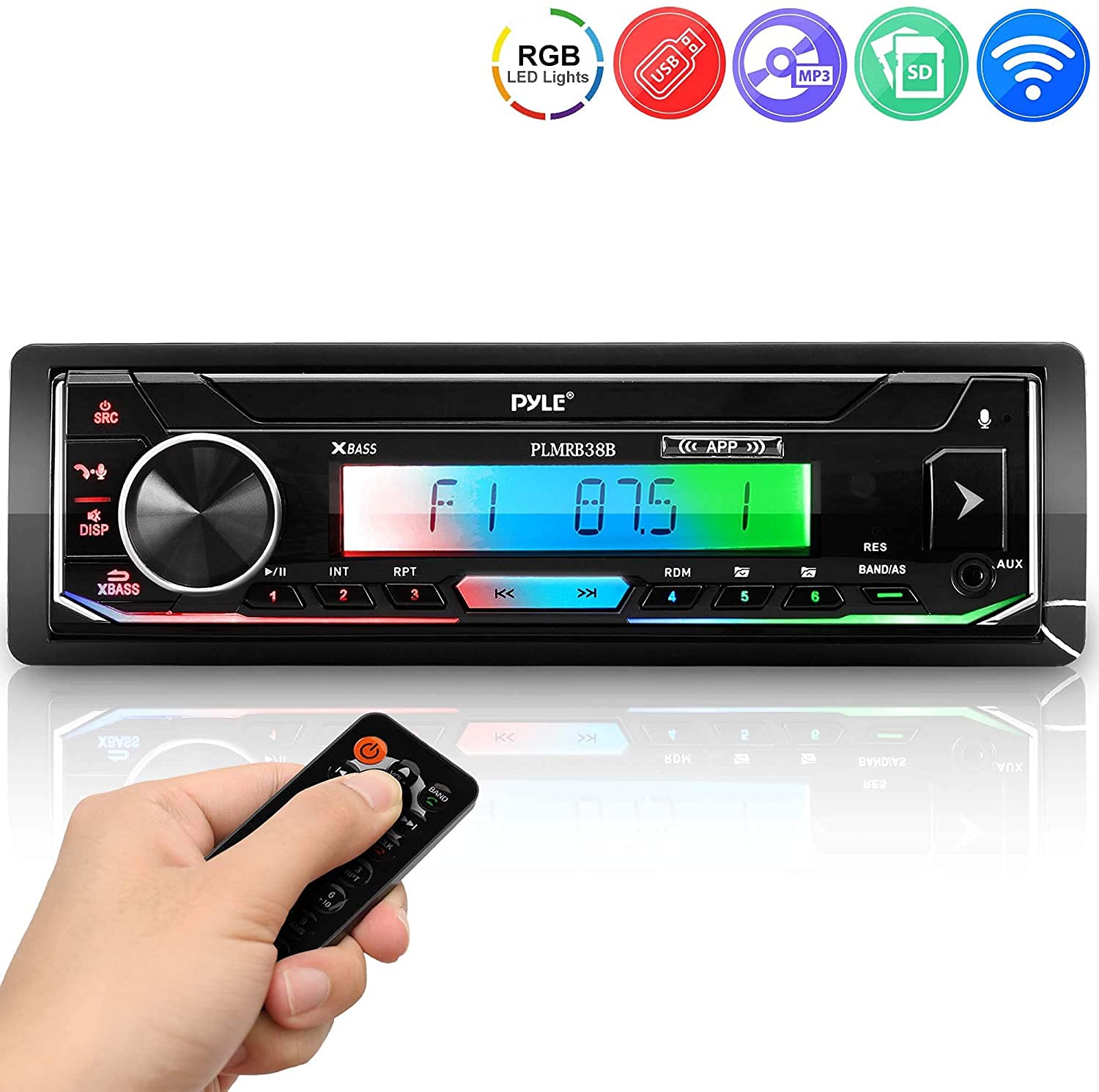Pyle Bluetooth Marine Stereo Receiver - 300W Waterproof Boat Radio with Protective Cover for Boats, Yachts & Marine Vehicles | Perfect for Outdoor Water Sports & Fishing Trips