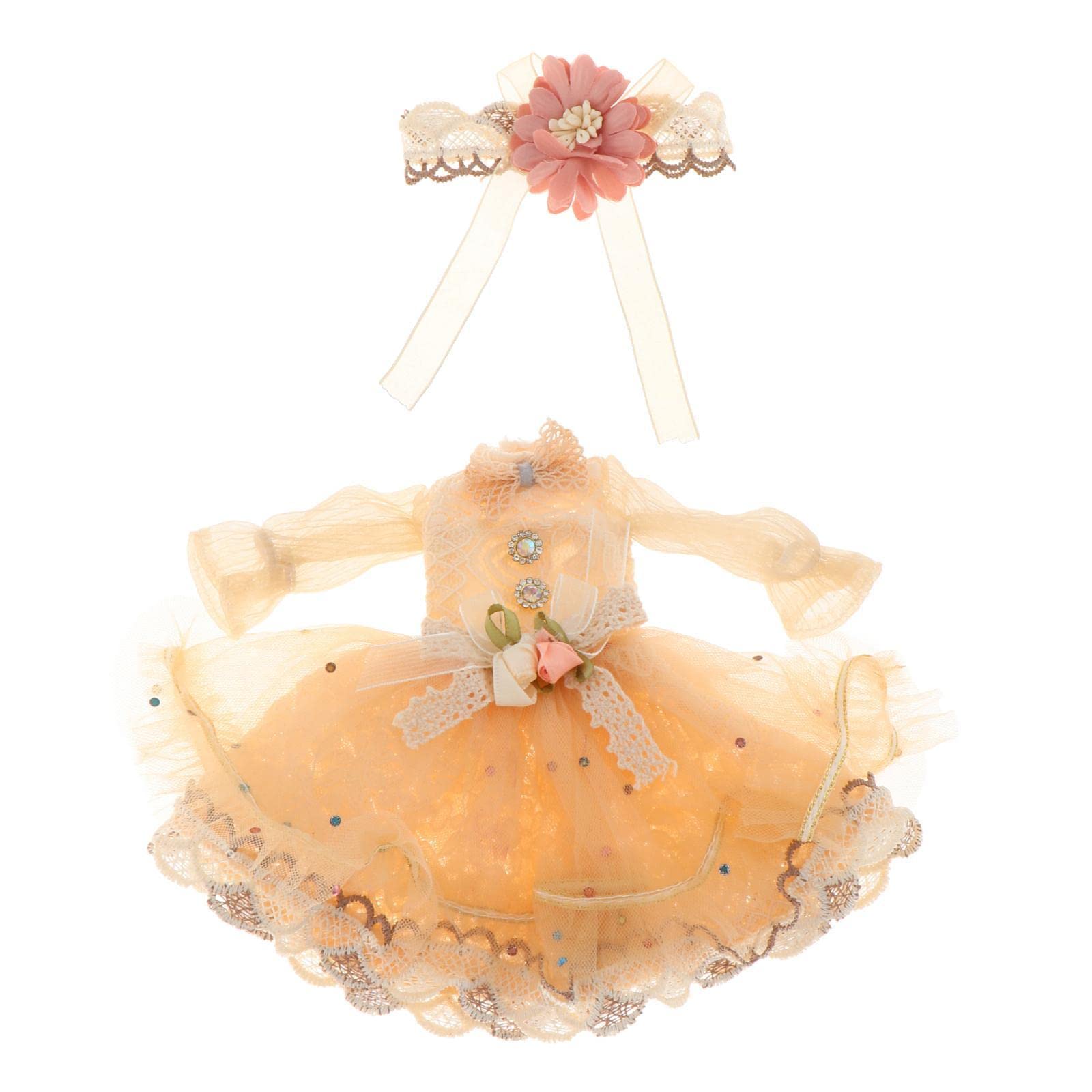 12 Inch Doll Clothes Set - Handmade 1/6 Scale Doll Dresses & Accessories for Girls, Elegant Party Dress in Champagne Color | Perfect for Blythe, Barbie & American Girl Dolls | Birthday Gifts & Collectibles