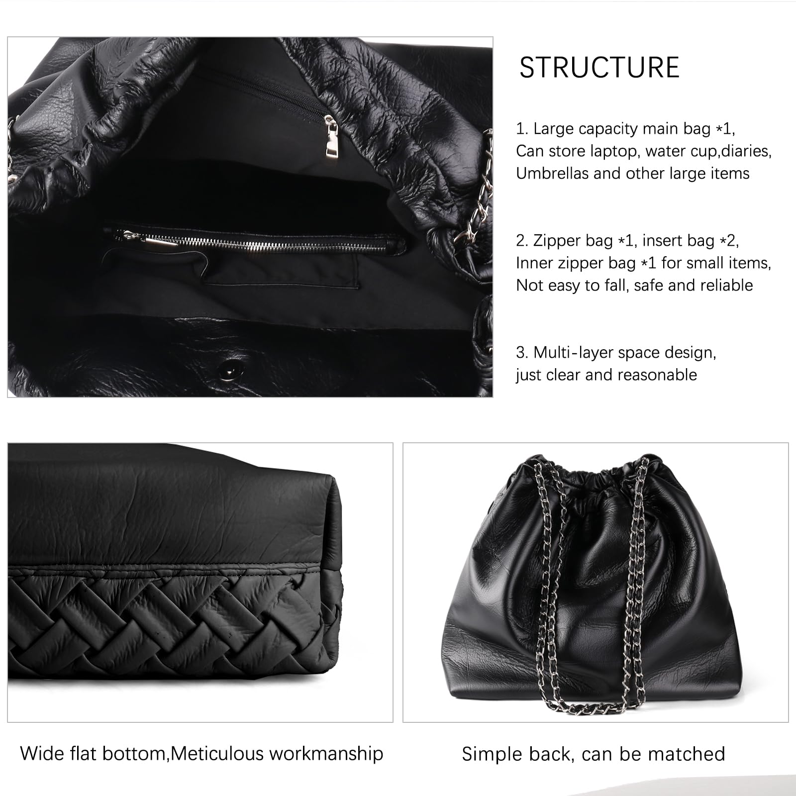 Women's Woven Leather Hobo Handbag & Tote Set - Stylish Shoulder Bags for Work & Travel