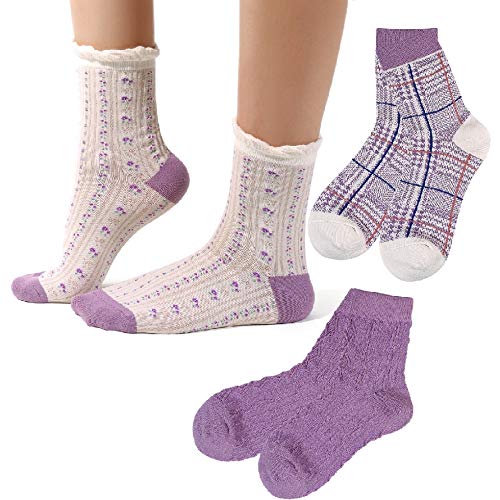 Nigeiyeme Women's 3-Pair Socks Set - Cute Japanese Style Casual Crew Socks - Soft, Warm & Fun Cotton Socks for Everyday Wear, Workout & Home Comfort