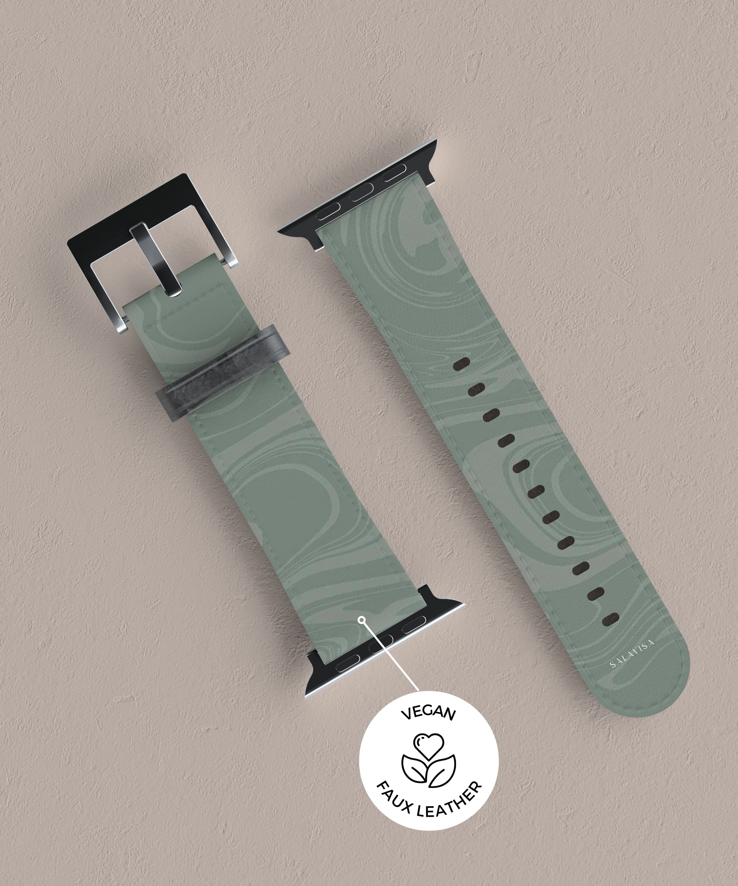 Eco-Friendly Light Green Swirl Apple Watch Band - Soft Silicone Replacement Strap for Apple Watch Series 9/8/7/SE/6/5/4/3/2/1 - Perfect for Workouts, Running, Yoga & Everyday Wear